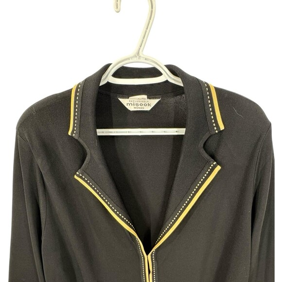 Exclusively Misook Black & Creamy Gold Tipped Jacket Sturdy Acrylic Knit 3X VTG - Picture 4 of 5